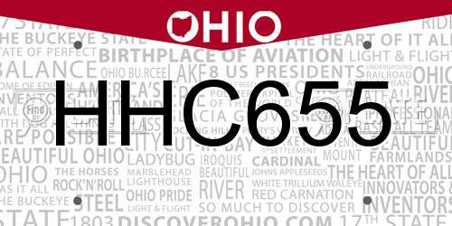 HHC655 Ohio License Plate