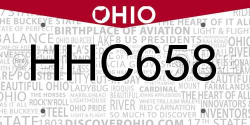 HHC658 Ohio License Plate