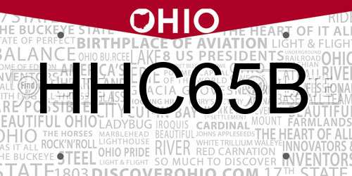 HHC65B Ohio License Plate