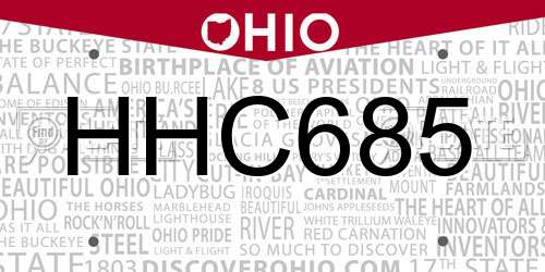 HHC685 Ohio License Plate