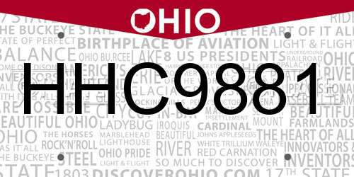HHC9881 Ohio License Plate