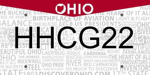 HHCG22 Ohio License Plate