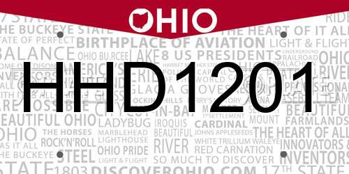 HHD1201 Ohio License Plate