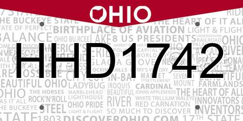 HHD1742 Ohio License Plate