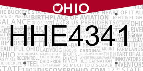 HHE4341 Ohio License Plate