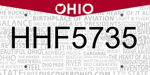 HHF5735 Ohio License Plate