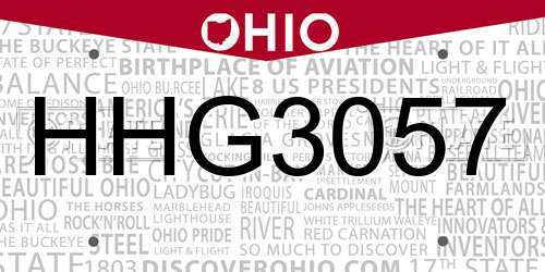 HHG3057 Ohio License Plate