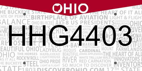 HHG4403 Ohio License Plate