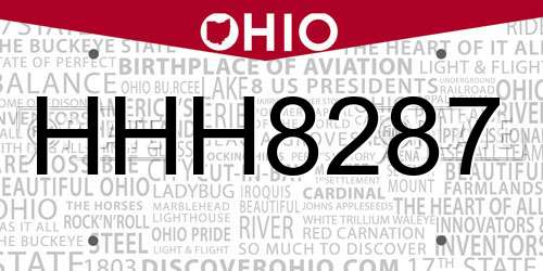 HHH8287 Ohio License Plate