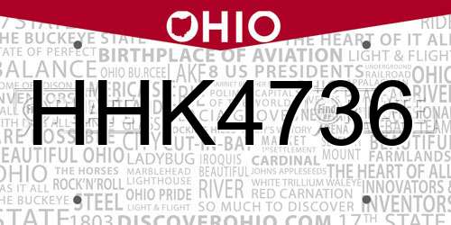 HHK4736 Ohio License Plate