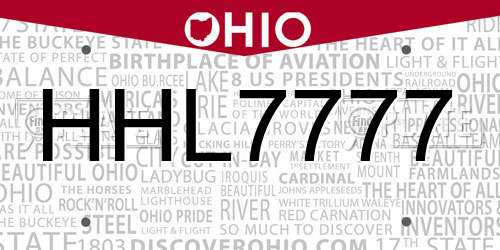HHL7777 Ohio License Plate