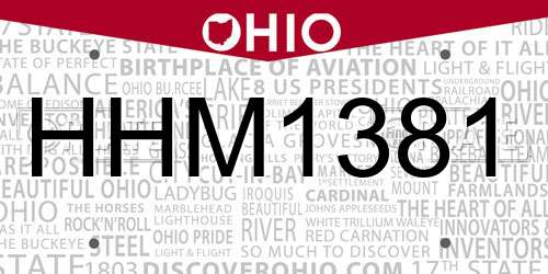 HHM1381 Ohio License Plate