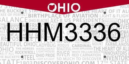 HHM3336 Ohio License Plate