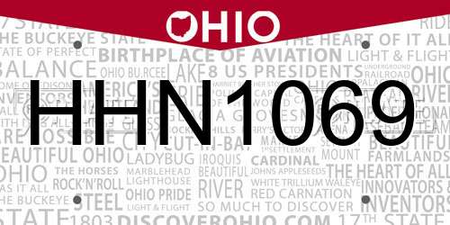 HHN1069 Ohio License Plate