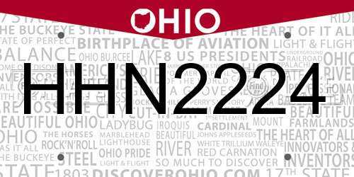 HHN2224 Ohio License Plate