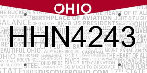 HHN4243 Ohio License Plate