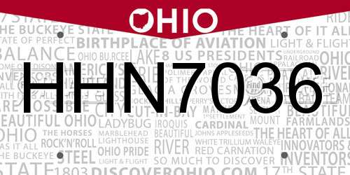 HHN7036 Ohio License Plate