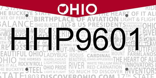 HHP9601 Ohio License Plate