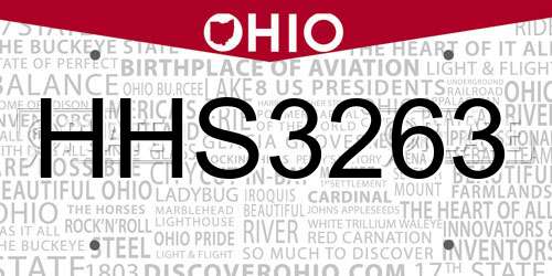 HHS3263 Ohio License Plate