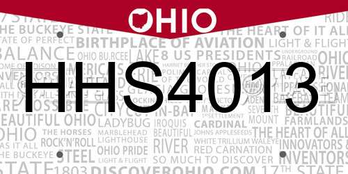 HHS4013 Ohio License Plate
