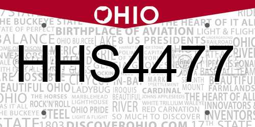 HHS4477 Ohio License Plate