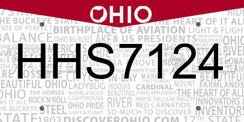 HHS7124 Ohio License Plate