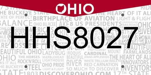 HHS8027 Ohio License Plate