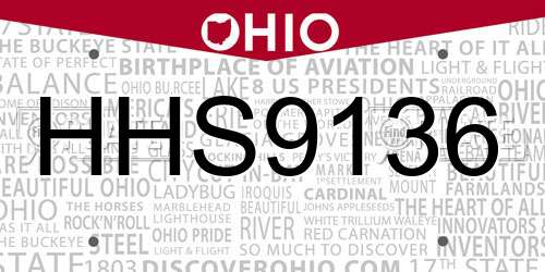 HHS9136 Ohio License Plate