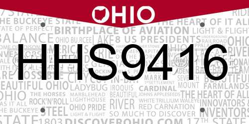 HHS9416 Ohio License Plate