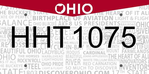 HHT1075 Ohio License Plate