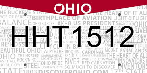 HHT1512 Ohio License Plate