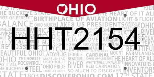 HHT2154 Ohio License Plate