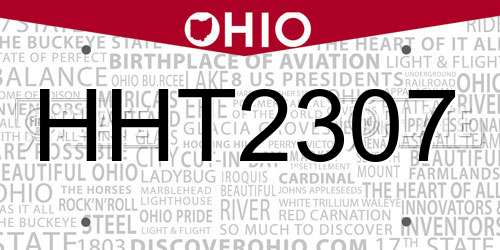 HHT2307 Ohio License Plate