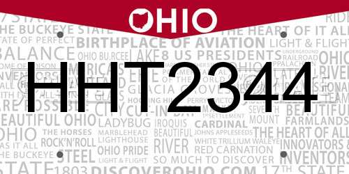 HHT2344 Ohio License Plate