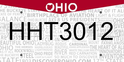 HHT3012 Ohio License Plate
