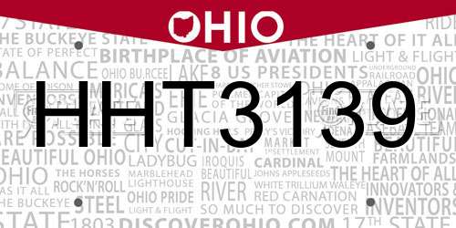 HHT3139 Ohio License Plate