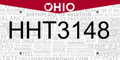 HHT3148 Ohio License Plate