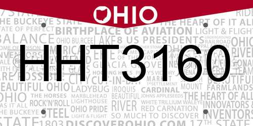 HHT3160 Ohio License Plate