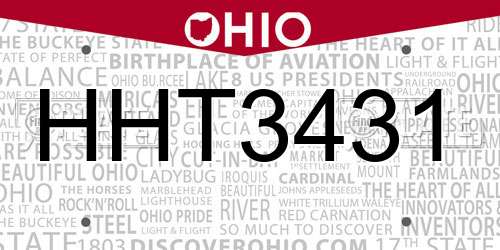 HHT3431 Ohio License Plate