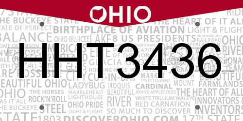 HHT3436 Ohio License Plate