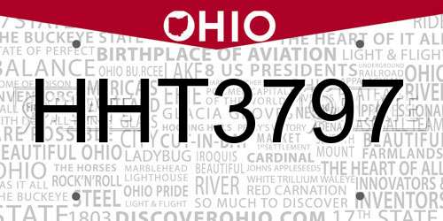 HHT3797 Ohio License Plate
