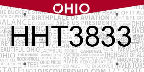 HHT3833 Ohio License Plate