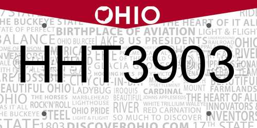HHT3903 Ohio License Plate