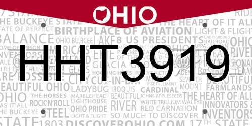 HHT3919 Ohio License Plate