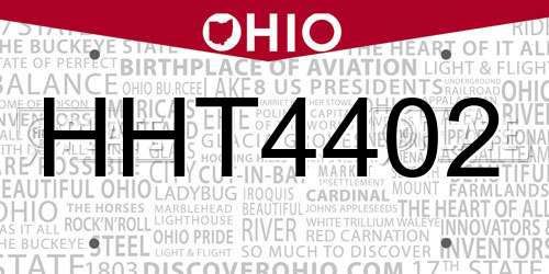 HHT4402 Ohio License Plate