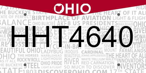 HHT4640 Ohio License Plate