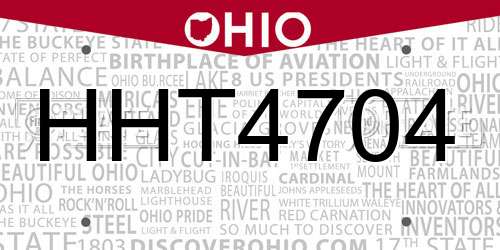 HHT4704 Ohio License Plate