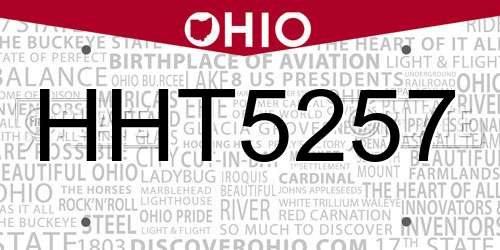 HHT5257 Ohio License Plate