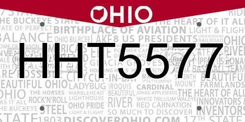 HHT5577 Ohio License Plate