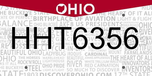 HHT6356 Ohio License Plate